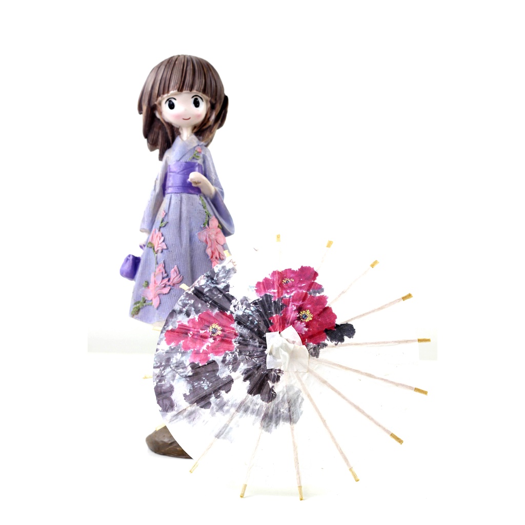 Tượng trang trí để bàn hình cô gái Nhật Bản cầm dù mặc kimono - Đồ trang trí bàn size To.Búp bê Nhật BảnTượng thiếu nữ