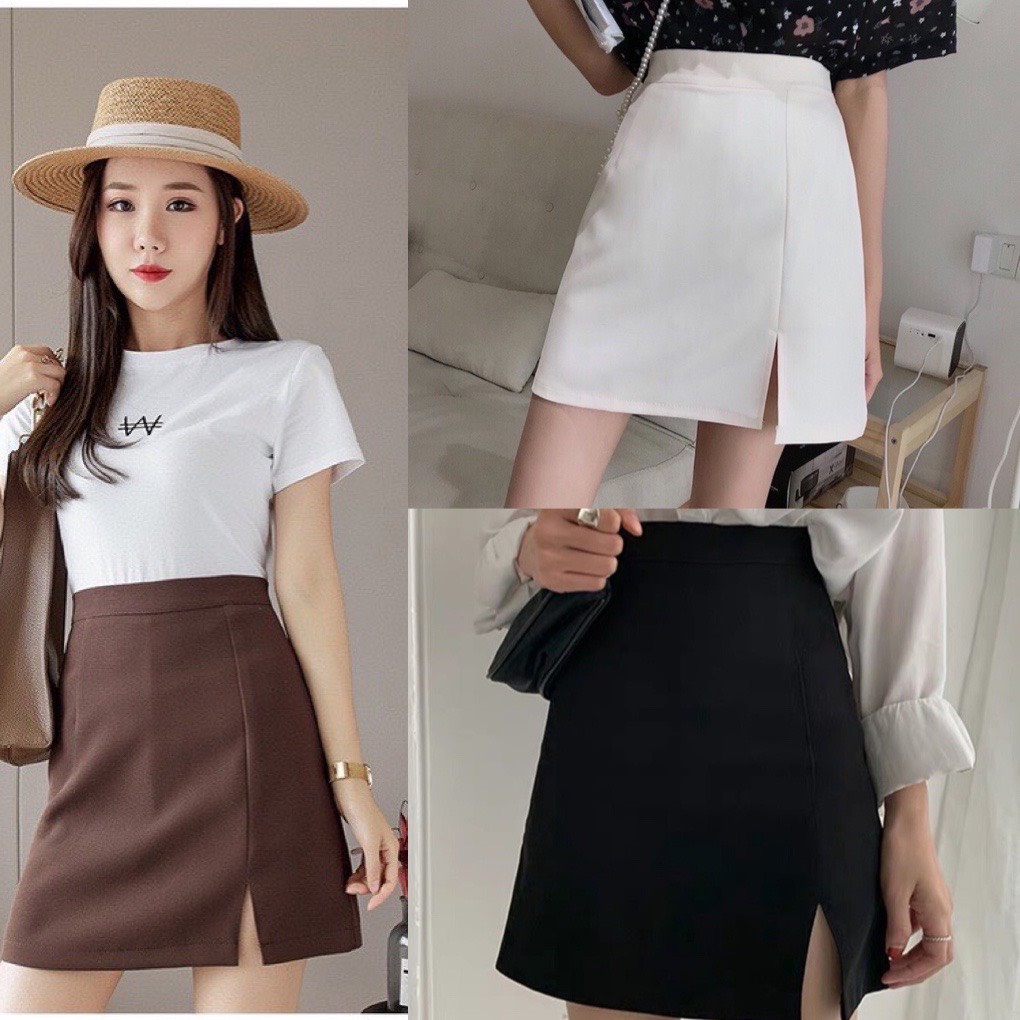 Chân váy chữ A ngắn xẻ tà - Chân váy A công sở - CV073