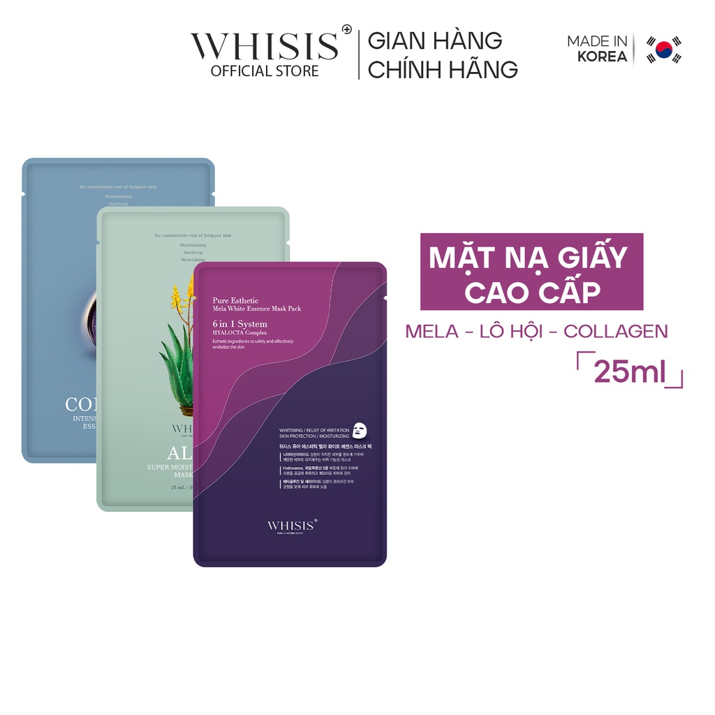 Mặt Nạ Giấy Hàn Quốc Essence Mask Pack WHISIS Chứa Tinh Chất Dưỡng Chuyên Sâu Giúp Cấp Ẩm Phục Hồi Dưỡng Trắng 25ml