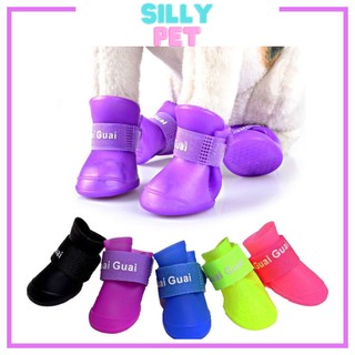 Ủng đi mưa cho chó mèo - Giầy đi mưa cao su không thấm nước cho thú cưng - Silly.pet