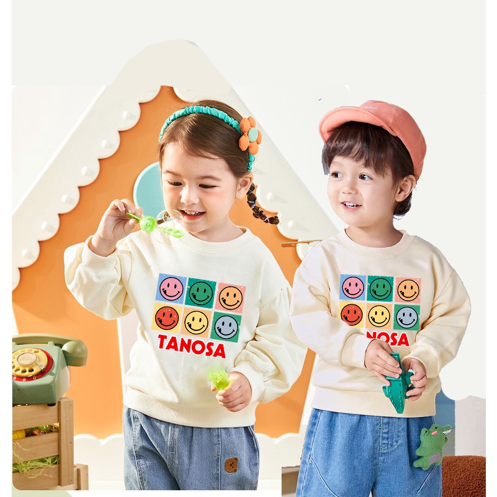 Áo Sweater Dài Tay Nỉ da cá Họa Tiết Hoạt Hình Theo Phong Cách Thu Đông Hàn Quốc Dành Cho Bé Gái Bé Trai