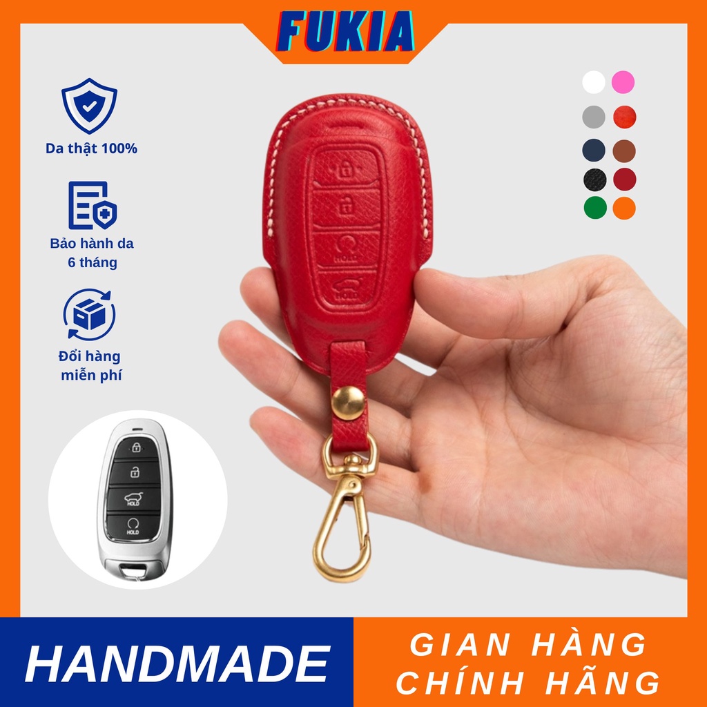 Bao khóa ô tô da thủ công Epsom dành cho xe hơi Hyundai Santafe/Tucson/Creta/Accent/i10 kiểu chìa 4 nút bản mới BKTC126
