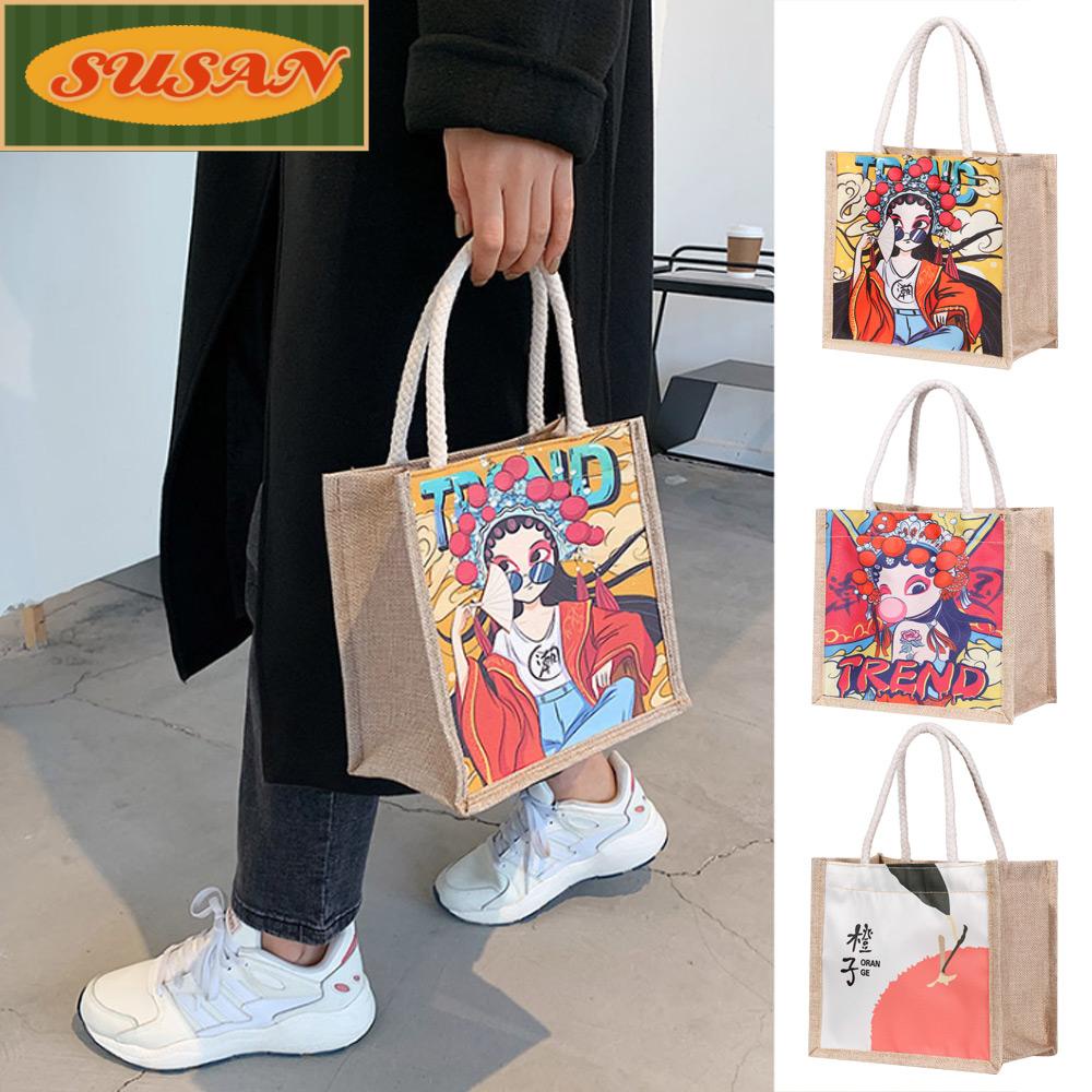 SUSANS Túi xách in phong cách Trung Quốc phong cách kinh kịch Bắc Kinh túi mua sắm cá tính phụ kiện sáng tạo