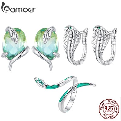 Bamoer Bông Tai Bạc 925 Dạng Kẹp Hình Rắn Thời Trang Cho Nữ