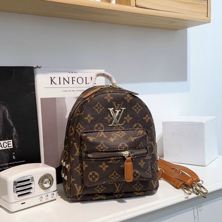B3 Balo mini nữ họa tiết LV size 25cm nâu