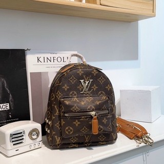 B3 Balo mini nữ họa tiết LV size 25cm nâu