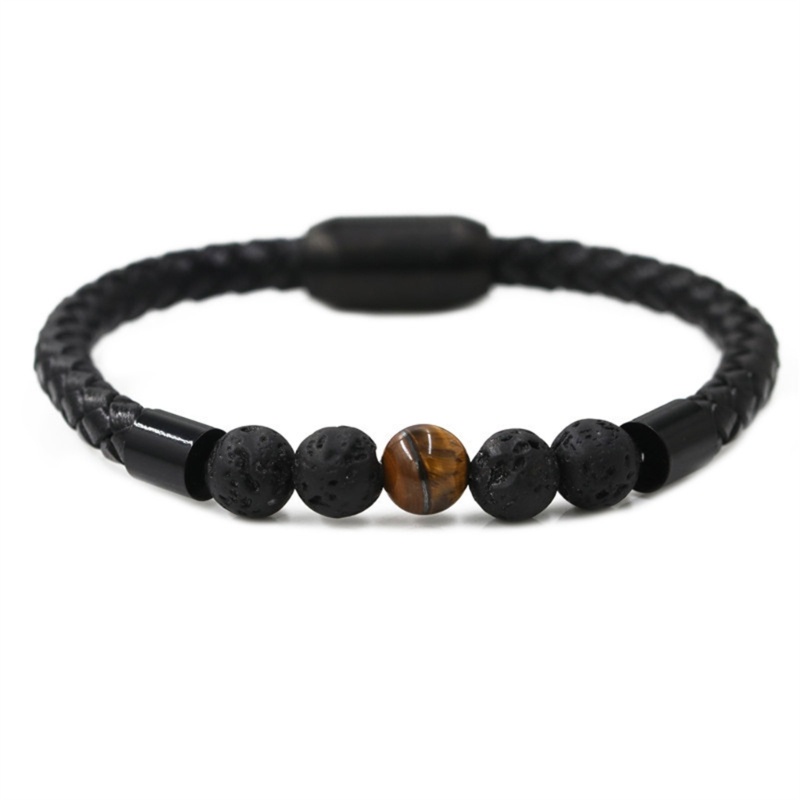 Vòng Tay Da Phối Đá Tròn Tự Nhiên Cho Nam Và Nữ