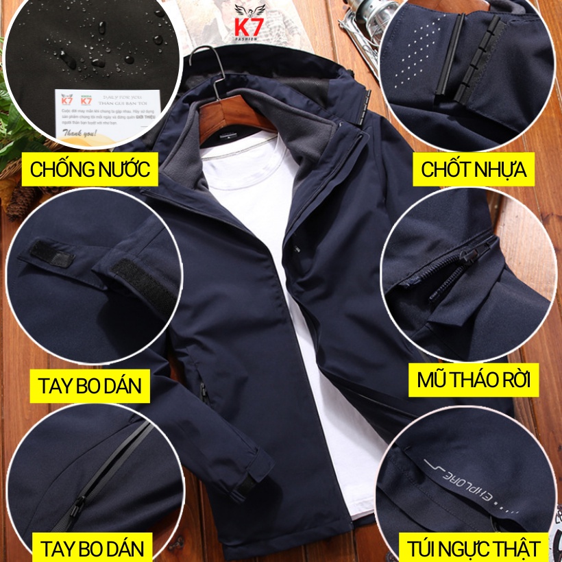 Áo khoác gió nam nữ chống nước K7 FASHION lót lưới có mũ phù hợp đi chơi leo núi giã ngoại bán chạy