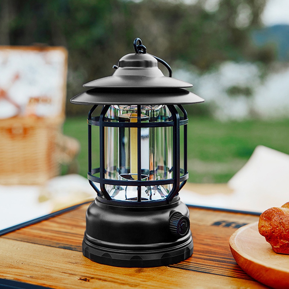 Đèn cắm trại dã ngoại du lịch đèn led ăng xông vintage đi cắm trại đèn bão tích điện trang trí nhỏ gọn chống thấm nước