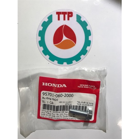 Ốc 6 ly 20 bông đầu khóa 10 zin Honda ( 1 con )