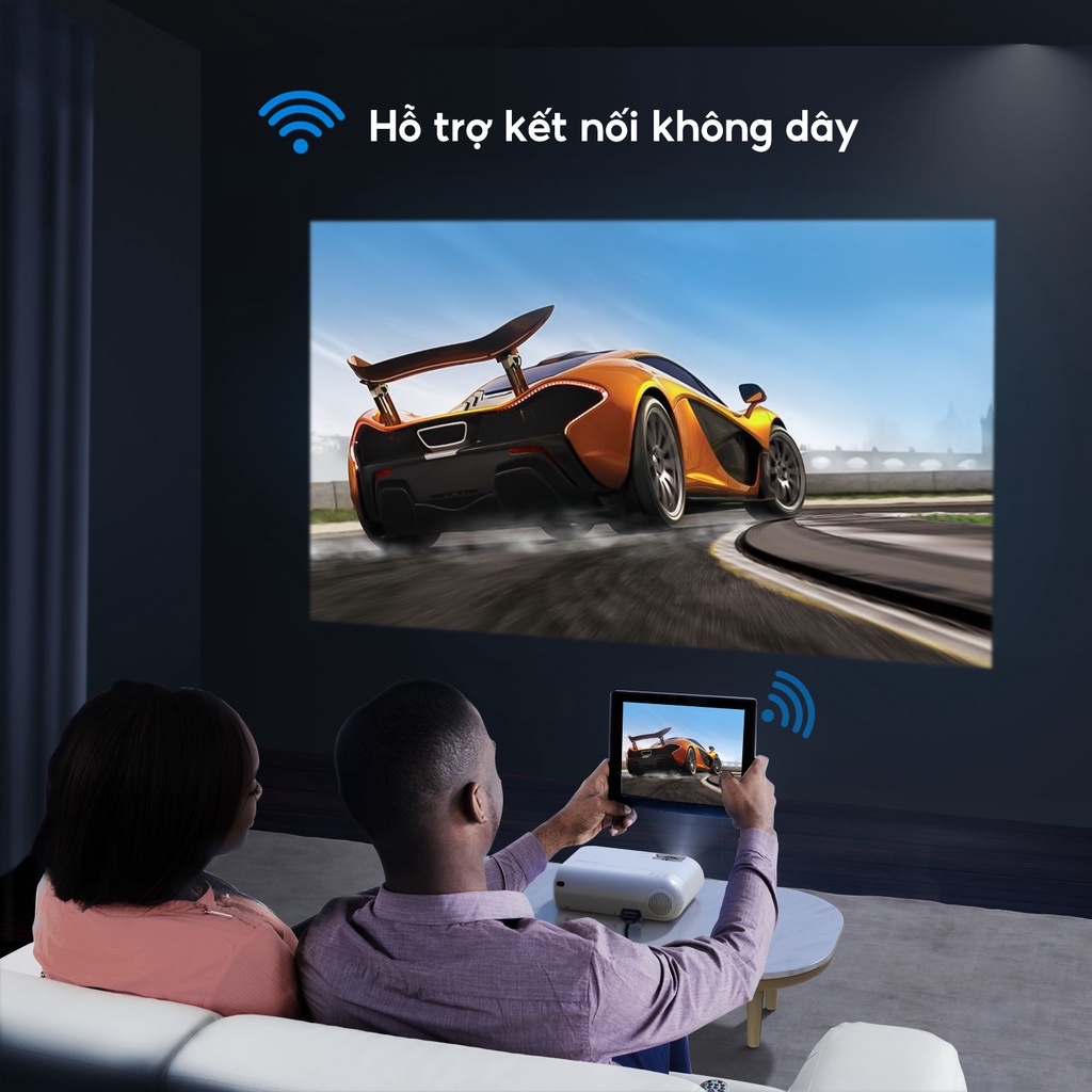 Máy chiếu mini YABER V2 Mini Wifi HD Độ sáng 6000 Lumens - Hiệu suất âm thanh nổi HiFi 3W - Màn hình lên đến 200 Inches