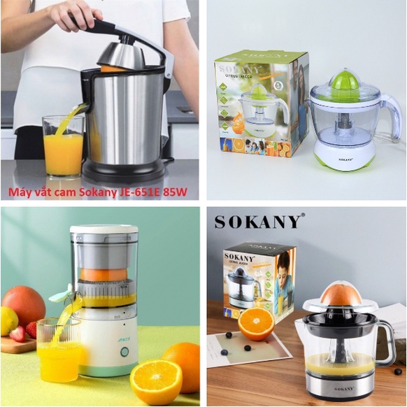 MÁY ÉP CAM, VẮT CAM SOKANY JE-623D, JE-651E, ECOCO, HÌNH TRỤ TỰ ĐỘNG