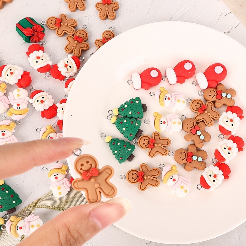 Set 10 Phụ Kiện Trang Trí Móc Khóa Chủ Đề Giáng Sinh