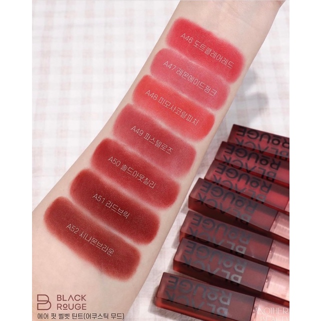 Son kem Black Rouge Air Fit Velvet Tint Ver.9 Acoustic Mood màu A46 A47 A48 A49 A50 A51 A52