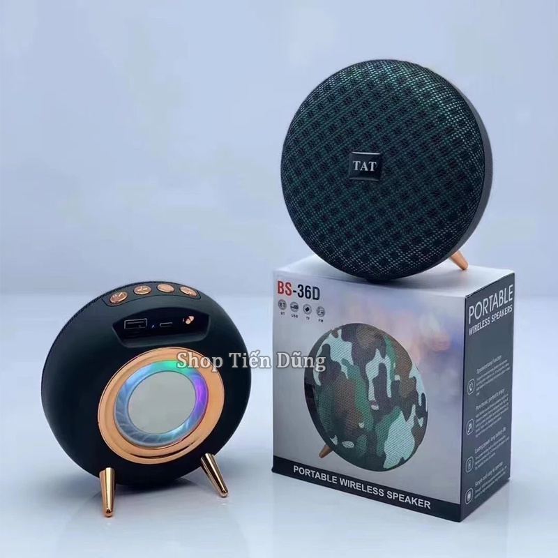 Loa Bluetooth Không Dây BS-36D Hỗ Trợ USB Thẻ Nhớ TF Bằng Nhựa ABS Cao Cấp Có Đèn Nhiều Màu Sắc Để Bàn Độ Trung Thực Cao