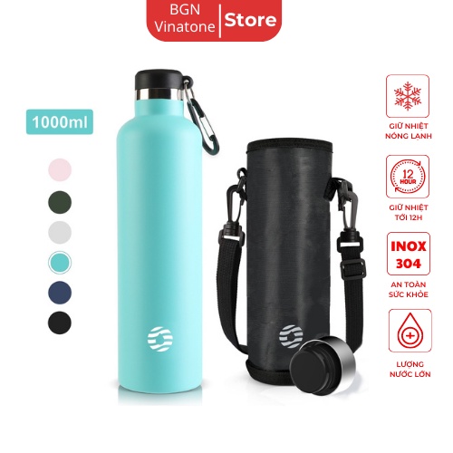 Bình Giữ Nhiệt Nóng Lạnh Lõi Thép Inox FJ003 Dung Tích Lớn 1000ml, Bình Nước Giữ Nhiệt Giữ Nóng 48H Giữ Lạnh 72H