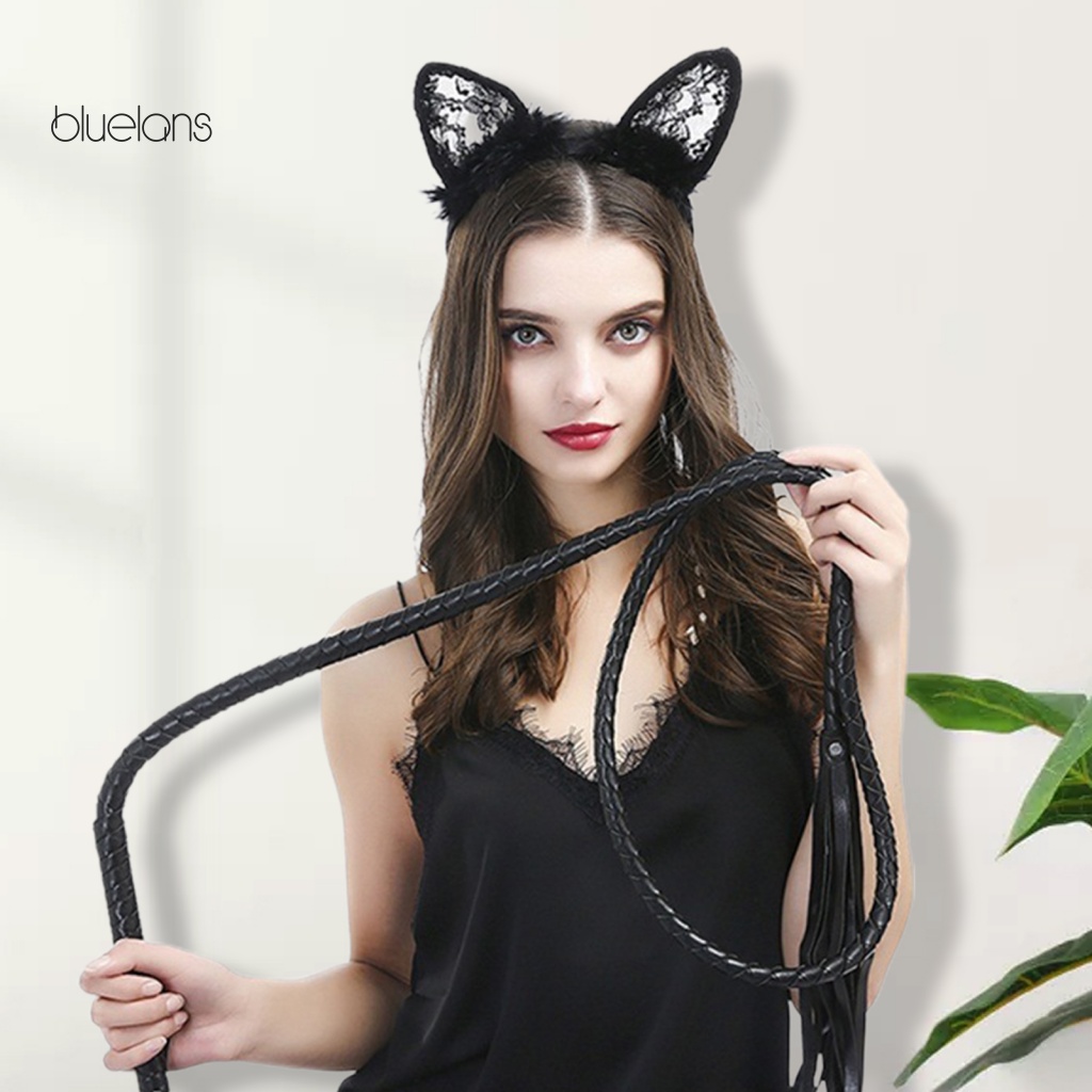 Băng Đô Cài Tóc Hình Tai Mèo Bằng Ren Màu Đen Gợi Cảm