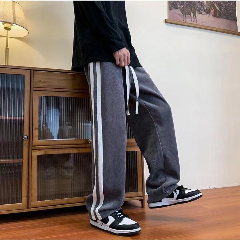 Quần ống rộng Họa Tiết Kẻ Sọc Phong Cách Hàn Quốc Thời Trang Mùa Thu Cho Nữ