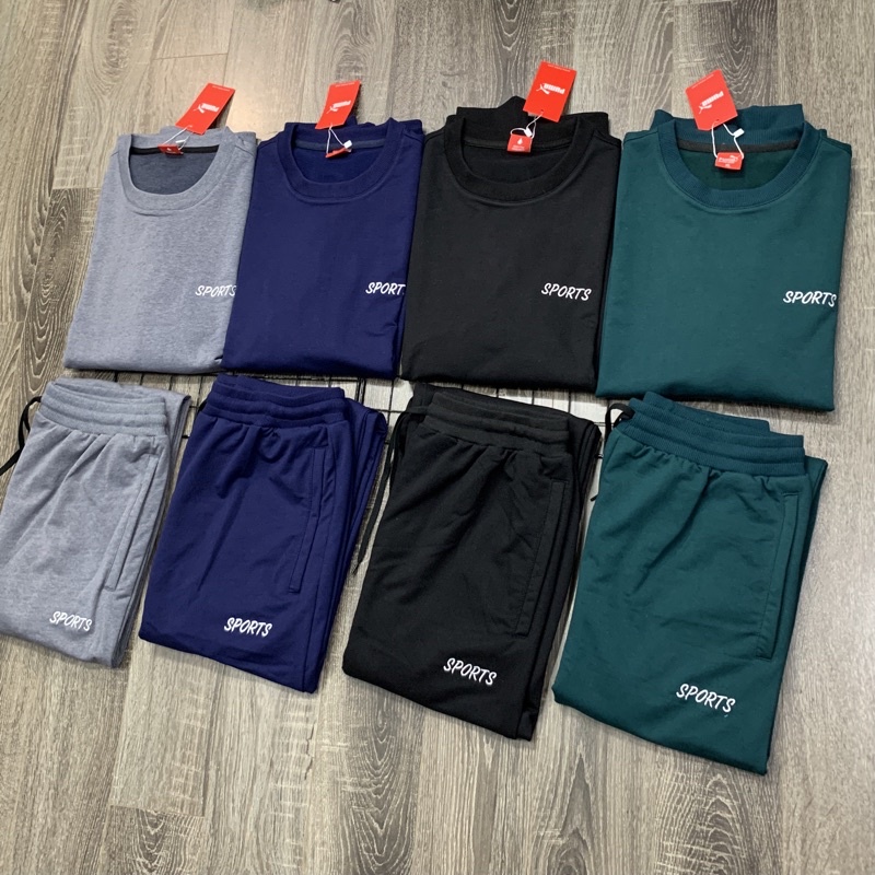 💥Bộ Nỉ Nam Sport Quần Ống Suông🔥Hàng Xuất Xịn Chất Đanh Lì Không Xù Bai🔥Bộ Nam Trung Niên Quần Suông Không Bo Gấu
