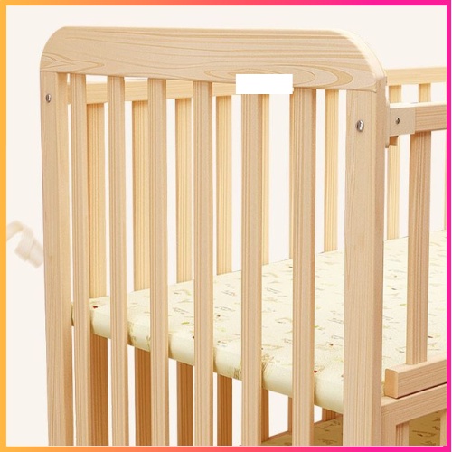 Cũi gỗ 2 tầng cho bé , Nôi cũi em bé chất liệu gỗ thông size 105 x 60 x 85 cm