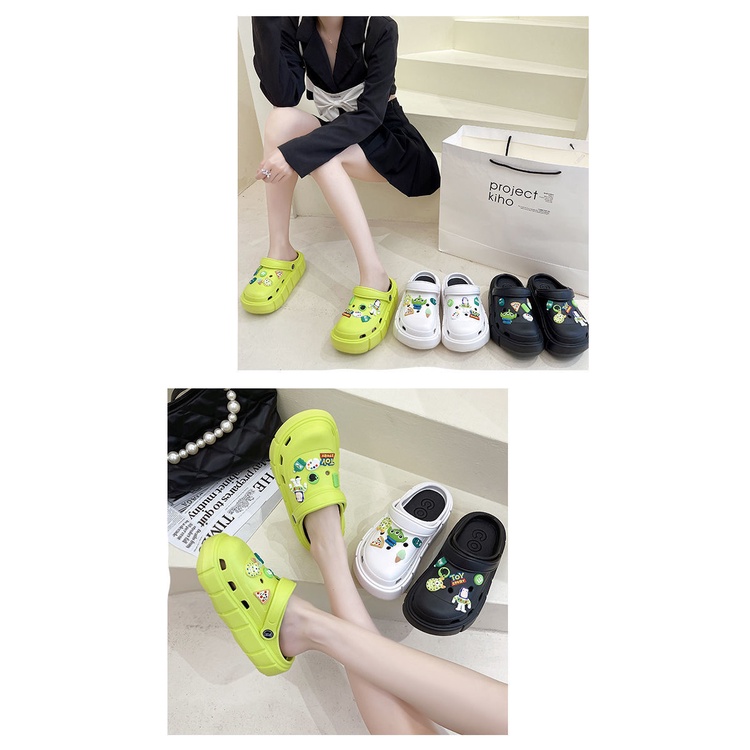 Dép Cross độn đế nữ đế 5cm siêu nhẹ kèm Sticker dễ thương - dép bánh mì Cross nữ hot trend 2022