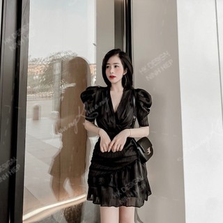 Đầm Thiết Kế Cổ V Tay Bồng Hàng Cao Cấp V2098- Lolla_Fashion