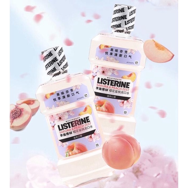 NƯỚC SÚC MIỆNG LISTERINE MÙI ĐÀO SAKURA & PEACH 500ML NGỪA SÂU RĂNG HIỆU QUẢ HƠI THỞ THƠM
