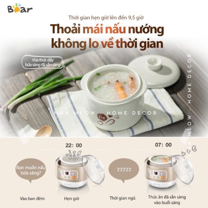 Nồi Nấu Chậm Đa Năng 4in1 Bear DDZ-A08G2 - Chính Hãng - Bảo Hành 18 Tháng