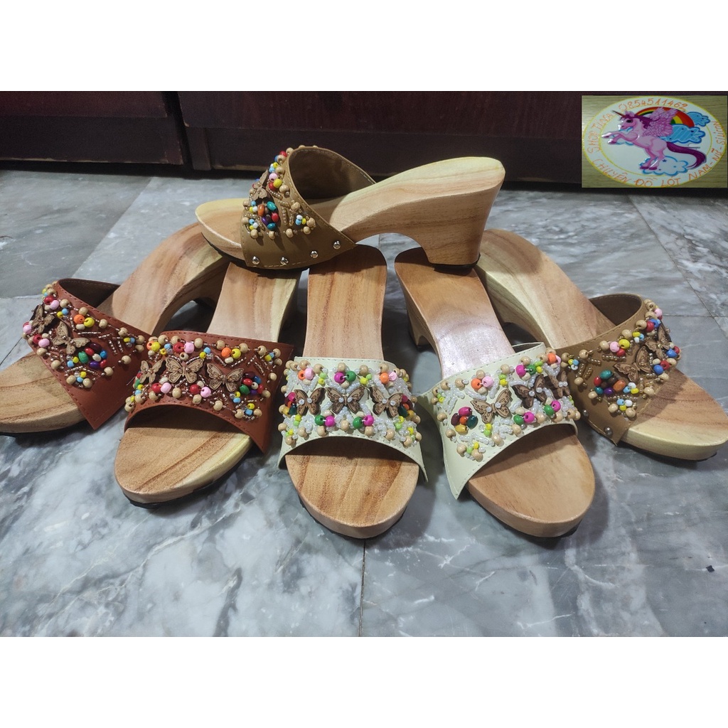 Guốc Gỗ Guốc Mộc Cao 7 Phân ( Có đóng thêm đế cao su )