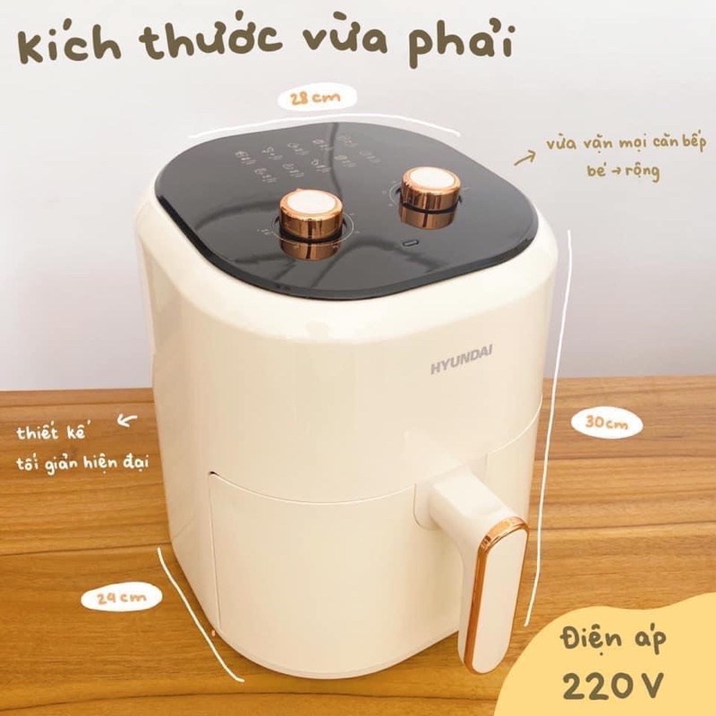 Nồi Chiên Không Dầu HUYNDAI Dung Tích 4,5L Bảo Hành 12 Tháng - Cáo Đeo Nơ
