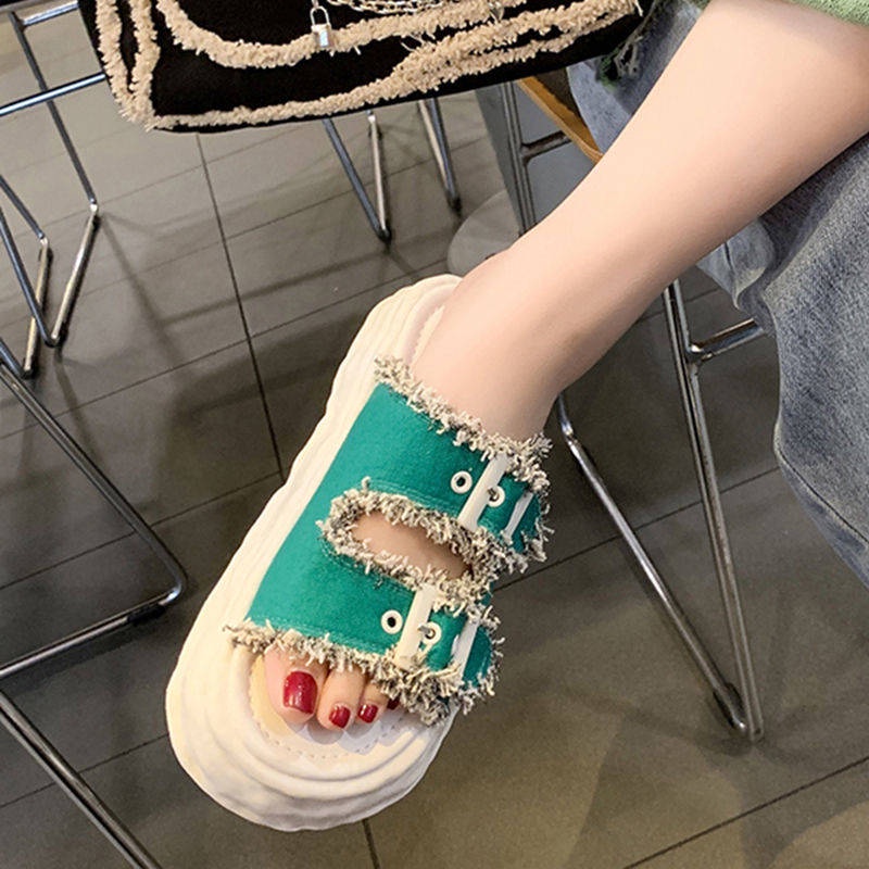sandal nữ Dép lê đế dày bánh xốp nữ mùa hè mẫu mới thời trang đi bên ngoài phong cách tiên nữ chống trượt cao cấp mát mẻ