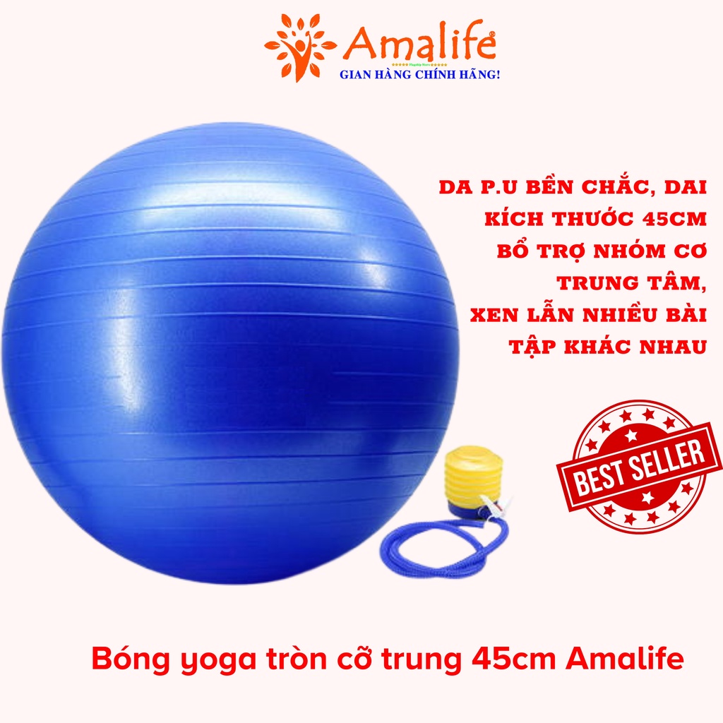 Bóng Tập Yoga Tròn Cỡ Lớn 65cm Cao Cấp Tập Kegel Tập Gym Tập Bơi Chính Hãng Amalife Chọn Màu