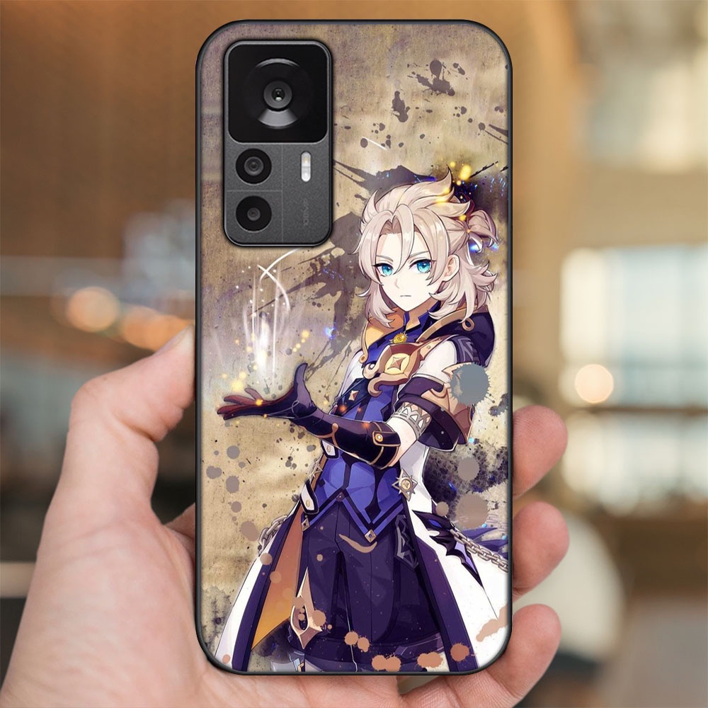Ốp lưng Xiaomi 12T viền đen in hình Albedo Genshin Impact