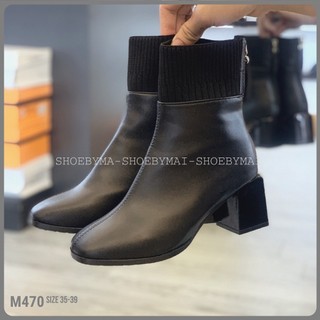 giày boot nữ chất liệu da cao cấp đế cao 7p cá tính M470