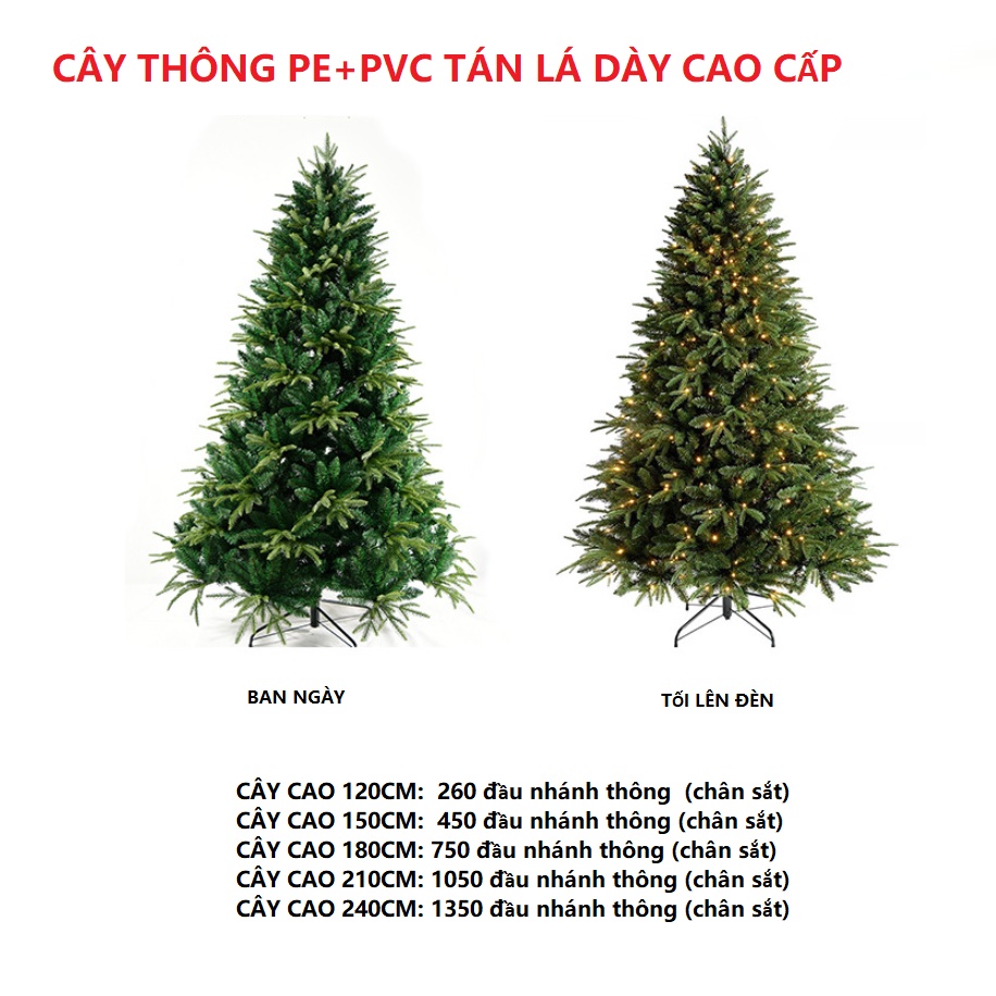CÂY THÔNG XANH PE MIX LÁ DÀY CAO CẤP - KÈM HÀNG TẶNG NL999