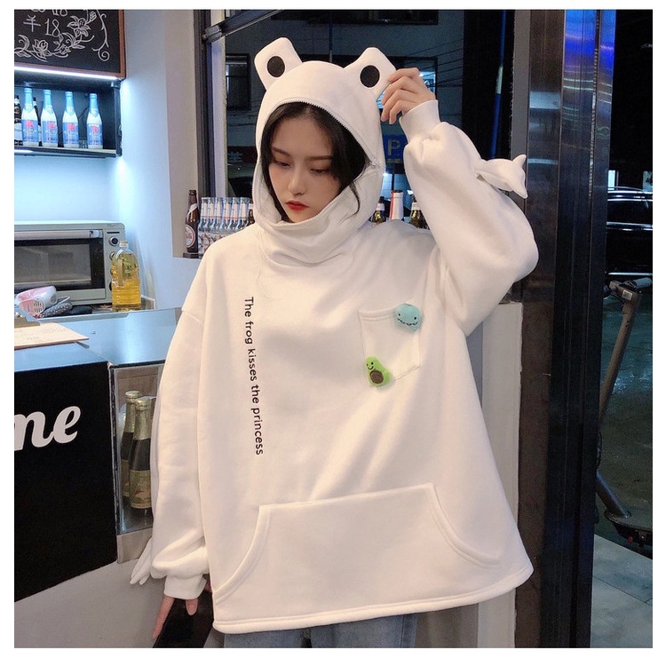 ếch Áo hoodie nam nữ unisex form rộng Áo cặp đôi nỉ bông dài tay chất dày dặn có mũ