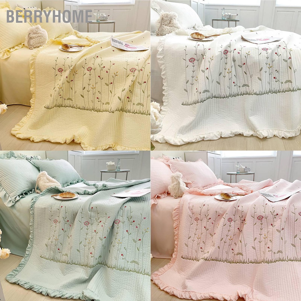 Chăn bông Màu tinh khiết Thời trang Trang chủ Thanh lịch Mẫu thêu Tencel Bông làm mát mùa hè BerryHome~