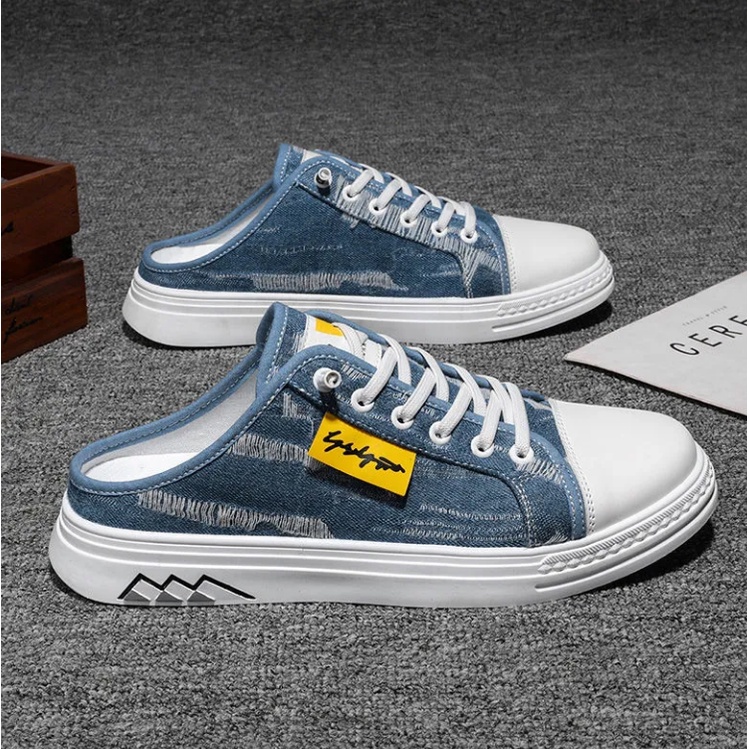 Giày lười vải canvas thoáng khí không gót thời trang mùa hè cho nam