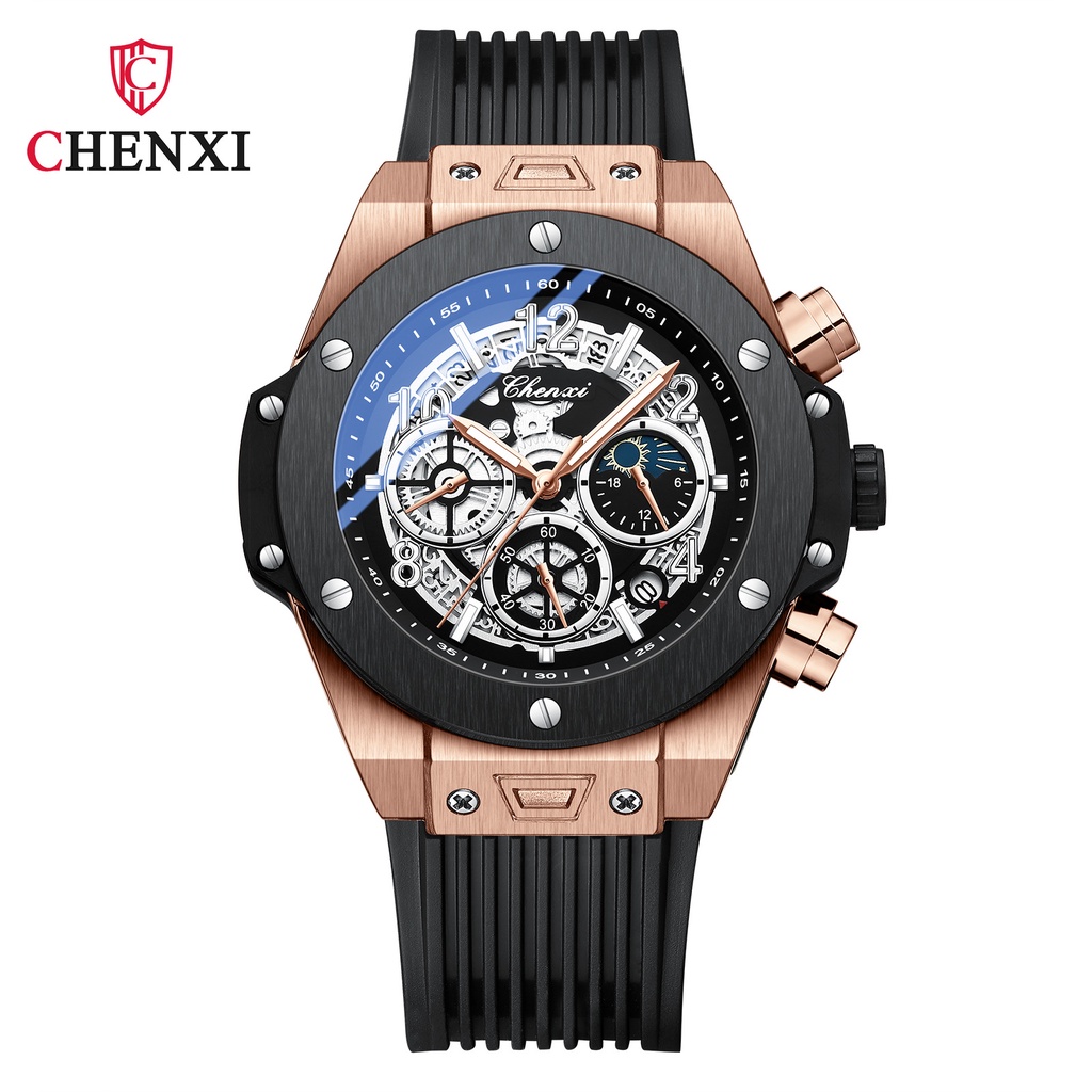 Đồng Hồ Quartz Nam Hiển Thị Chronograph Mặt Trăng
