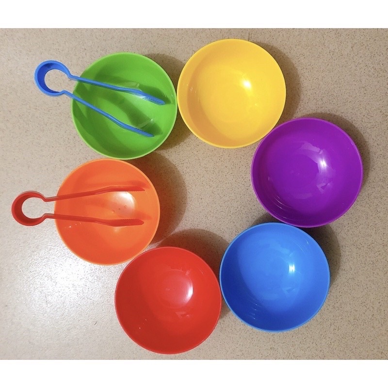 Set bát kèm kẹp gắp cho bé ⚡ CỰC BỔ ÍCH ⚡ Bộ đồ chơi phân biệt màu sắc, kĩ năng cầm, nắm cho trẻ, đồ dùng mầm non