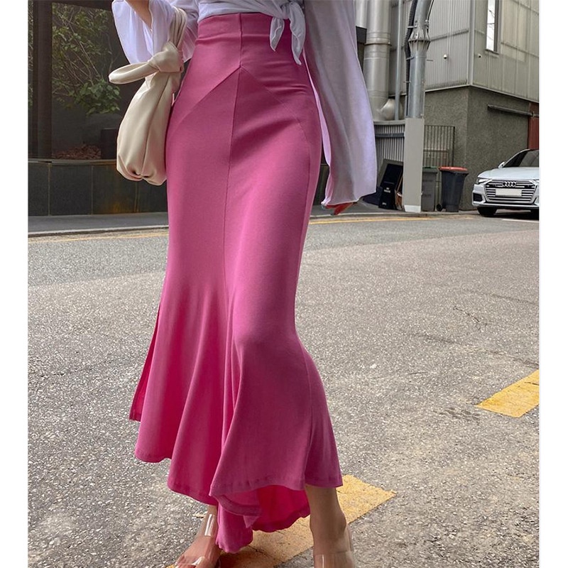 Chân váy đuôi cá xòe dáng maxi dài 102 cm chất vải thun mịn co giãn mỏng nhẹ free size