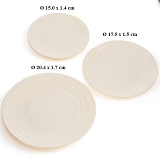 Dĩa tròn cạn gân nhựa Melamine vân đá trắng