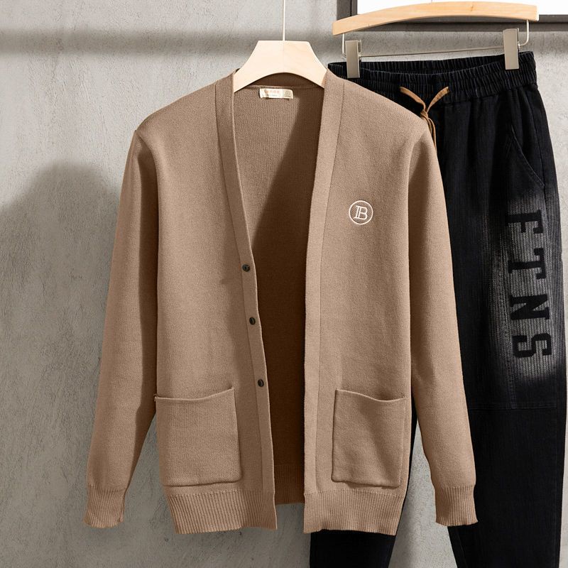 Áo Khoác Cardigan Dệt Kim Dáng Ôm In Logo Haibinzulu Thời Trang Mùa Đông Cho Nam
