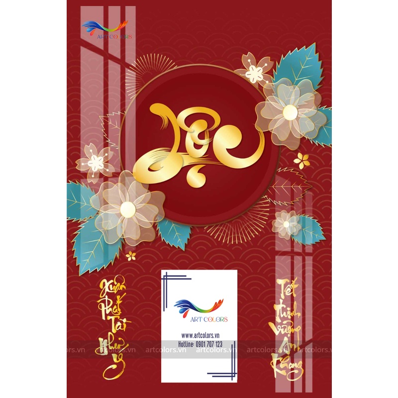 Bìa lịch tráng gương- Chữ Lộc-  Lịch Tết treo tường- Kích thước 40x60cm- không kèm bloc lịch