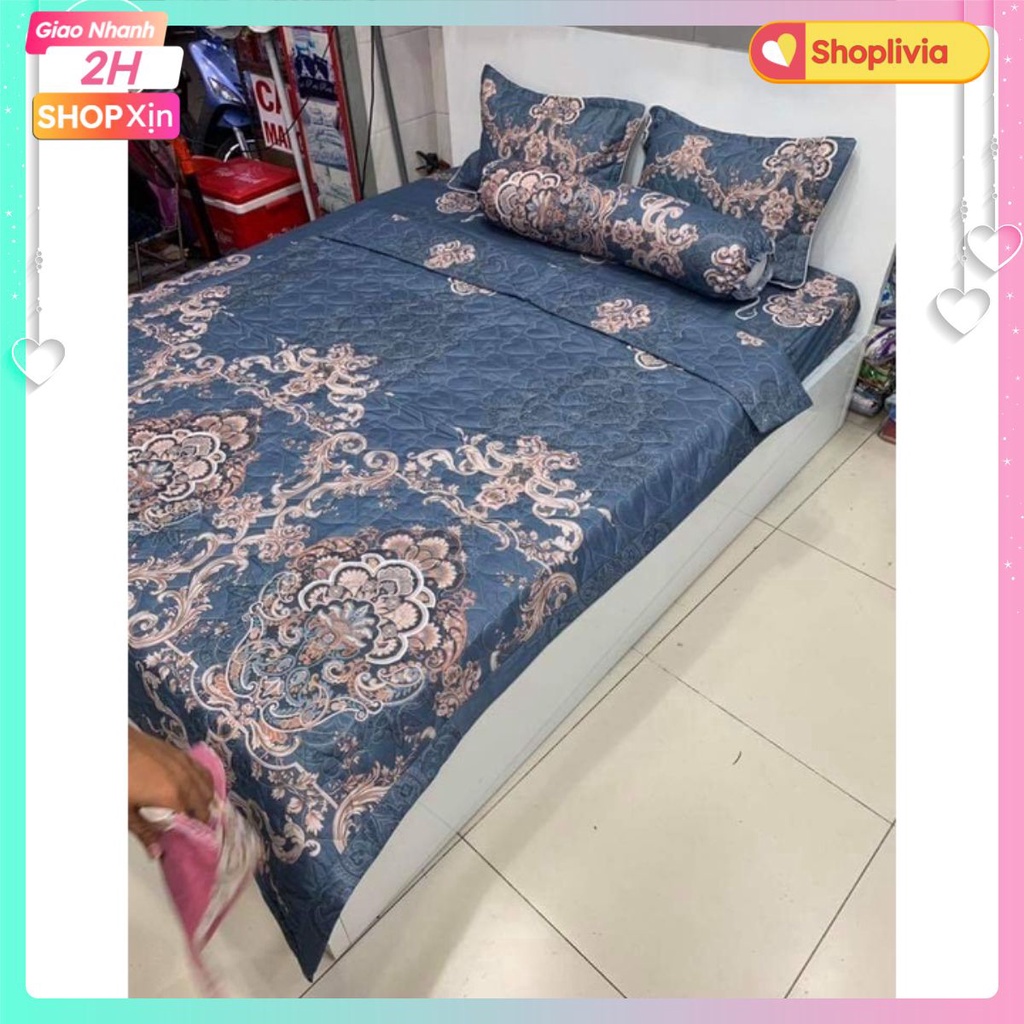 Bộ Ga Gối Poly 1m8x2m,gồm 1 ga 2 vỏ gối nằm,mẫu mới nhất, MẪU HOA VĂN XÁM
