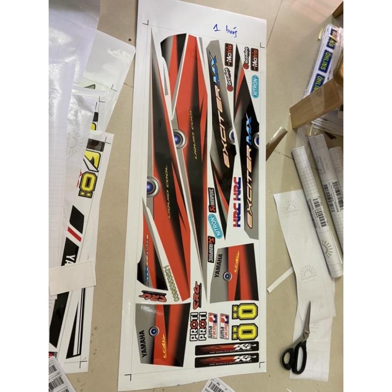 FREE SHIP + SALE SỐC +DECAL PVC 5 LỚP CHẤT LƯỢNG CAO Tem rời Exciter 2019 Cam đen