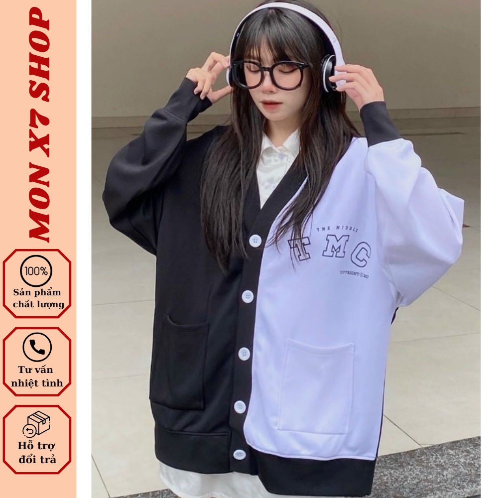 Áo Cardigan Trắng Đen Chất Dày Có Túi Form Chuẩn Đẹp, Áo Khoác Thun Nỉ Ngoại TMC Chống Nắng Tốt- Mon X7 Shop