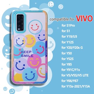 Ốp Điện Thoại silicone Mềm Trong Suốt Chống Sốc in Hình Mặt Cười 3 Trong 1 Cho vivo Y12i Y20 Y50 Y30 Y21 Y15s V5S S1Pro