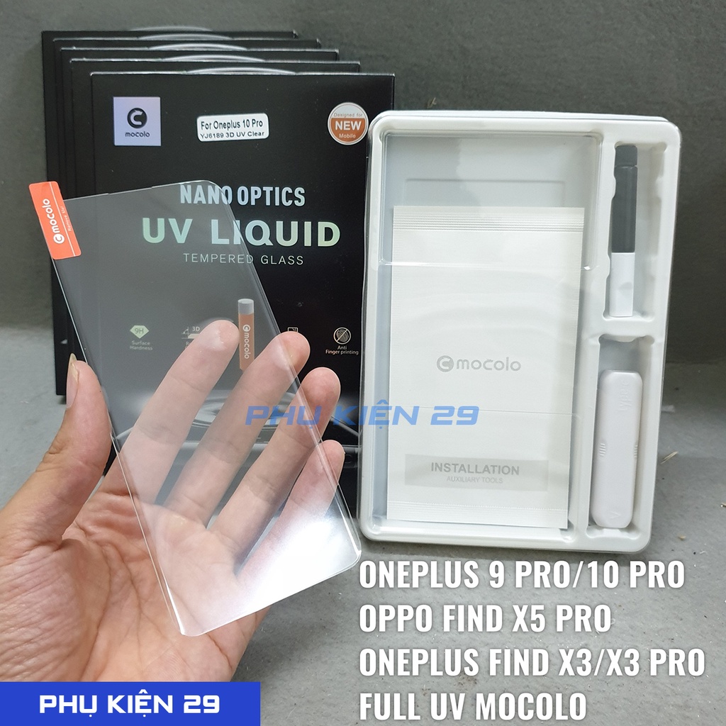 Kính cường lực MOCOLO VUỐT SIÊU MƯỢT full màn full keo UV cho Oneplus 9 Pro/ 10 Pro, Oppo Find X3/X3 Pro/X5 Pro
