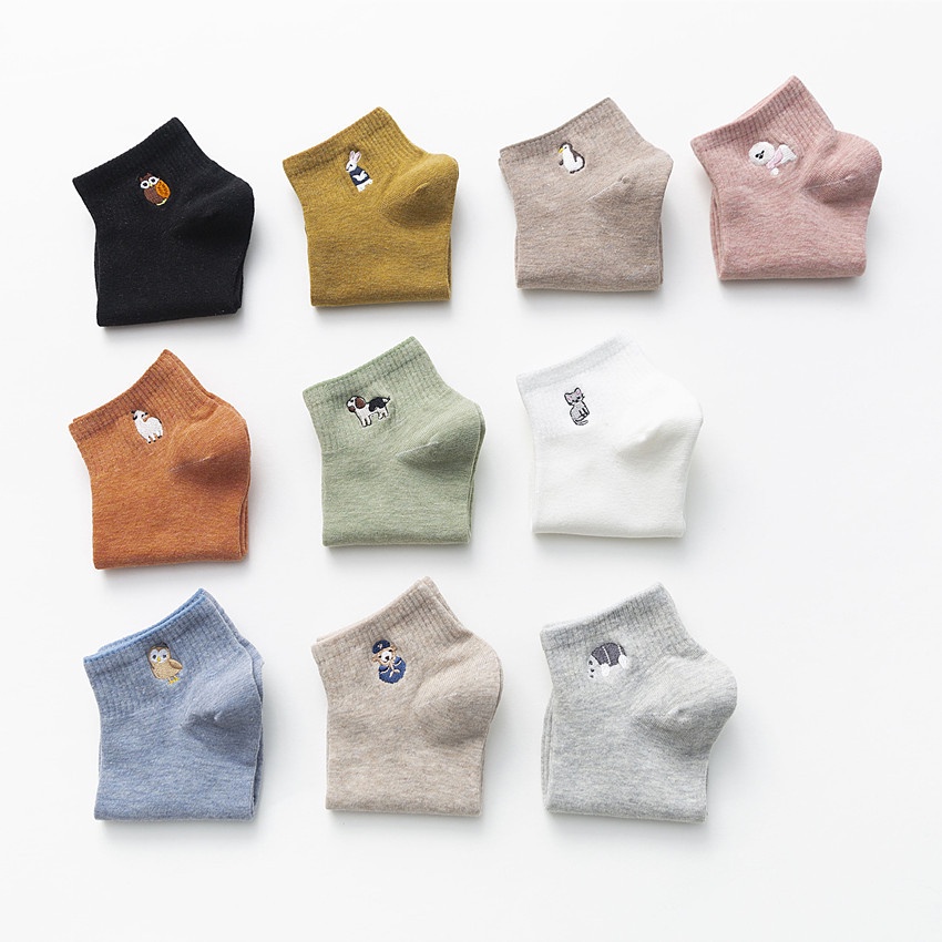 Vớ Thuyền Mỏng Thêu Họa Tiết Hoạt Hình Dễ Thương Thời Trang Xuân Thu Cho Nữ